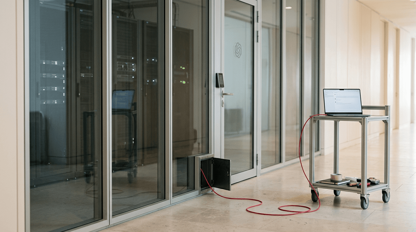 Cable connected to servers of the OpenAI in a data center